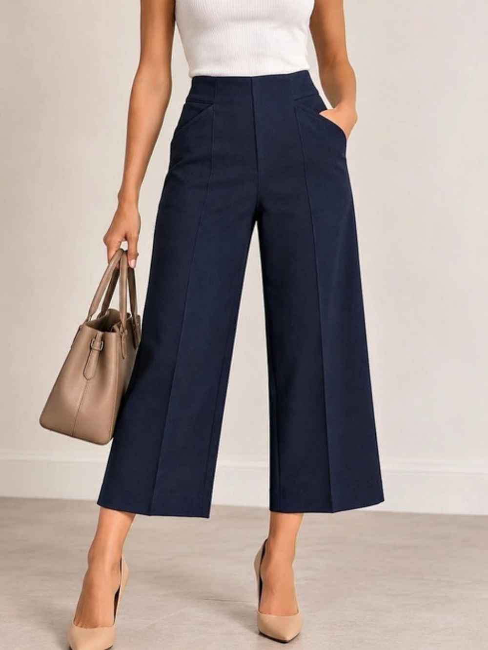 Old Navy High-Rise Pixie Wide-Leg Pants S Petite Navy NWT